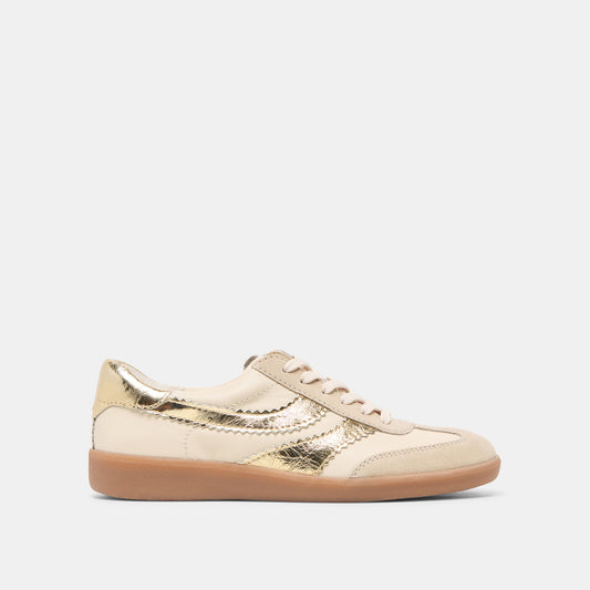 Merit White Gold Leather Sneakers | Dolce Vita Essential