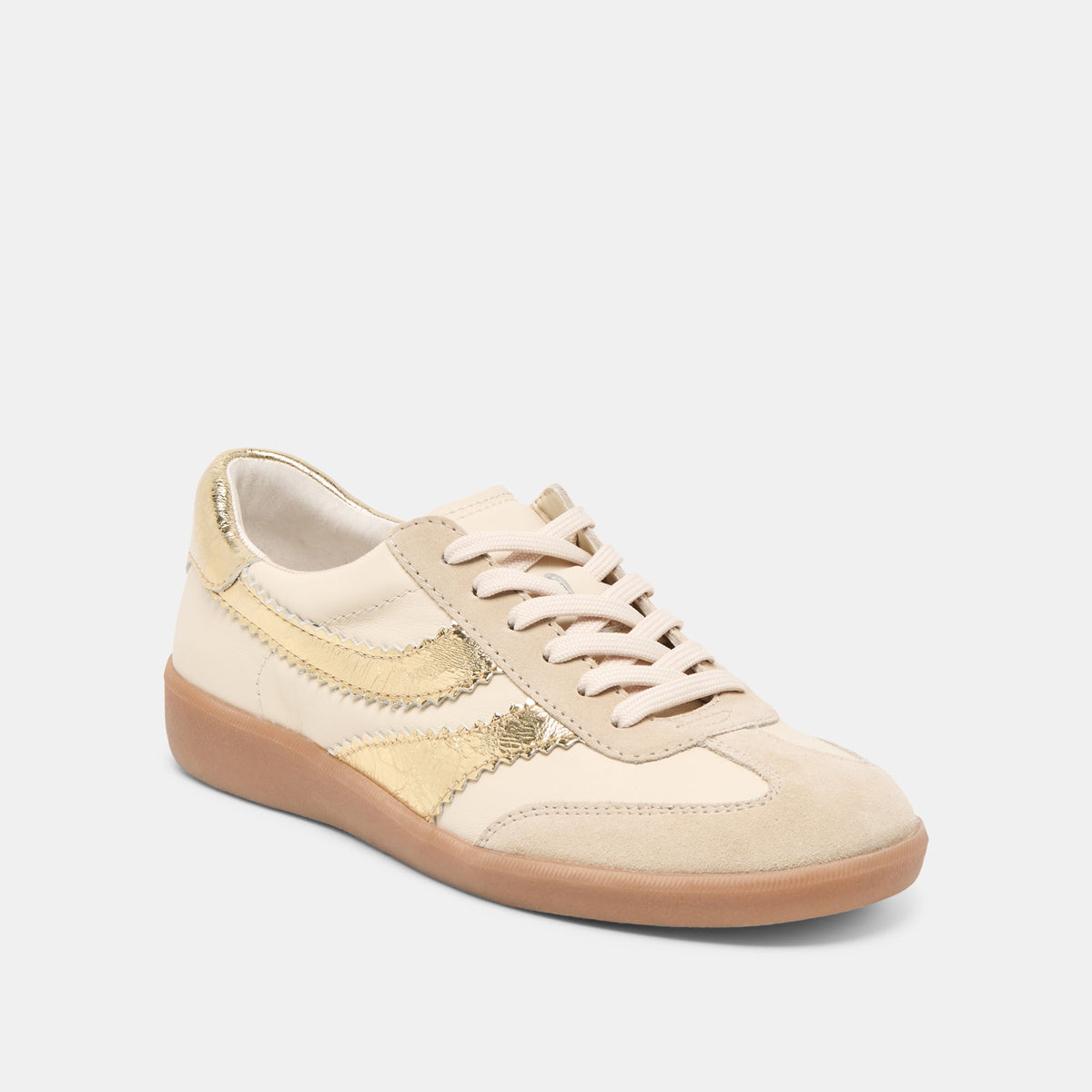 Merit White Gold Leather Sneakers | Dolce Vita Essential