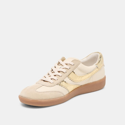 Merit White Gold Leather Sneakers | Dolce Vita Essential