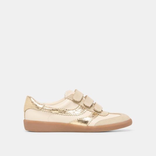 Merit Velcro White Gold Leather Sneakers | Dolce Vita Quality
