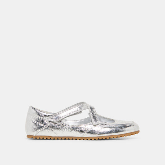 YONO Silver Distressed Leather Ballet Sneaker Flats | Dolce Vita Quality