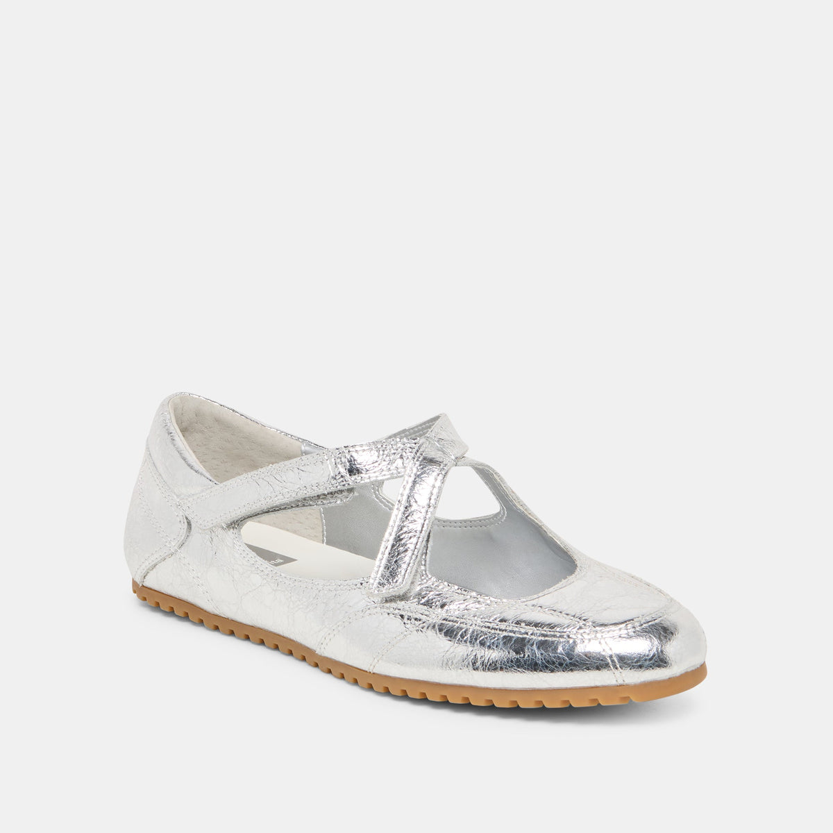 YONO Silver Distressed Leather Ballet Sneaker Flats | Dolce Vita Quality