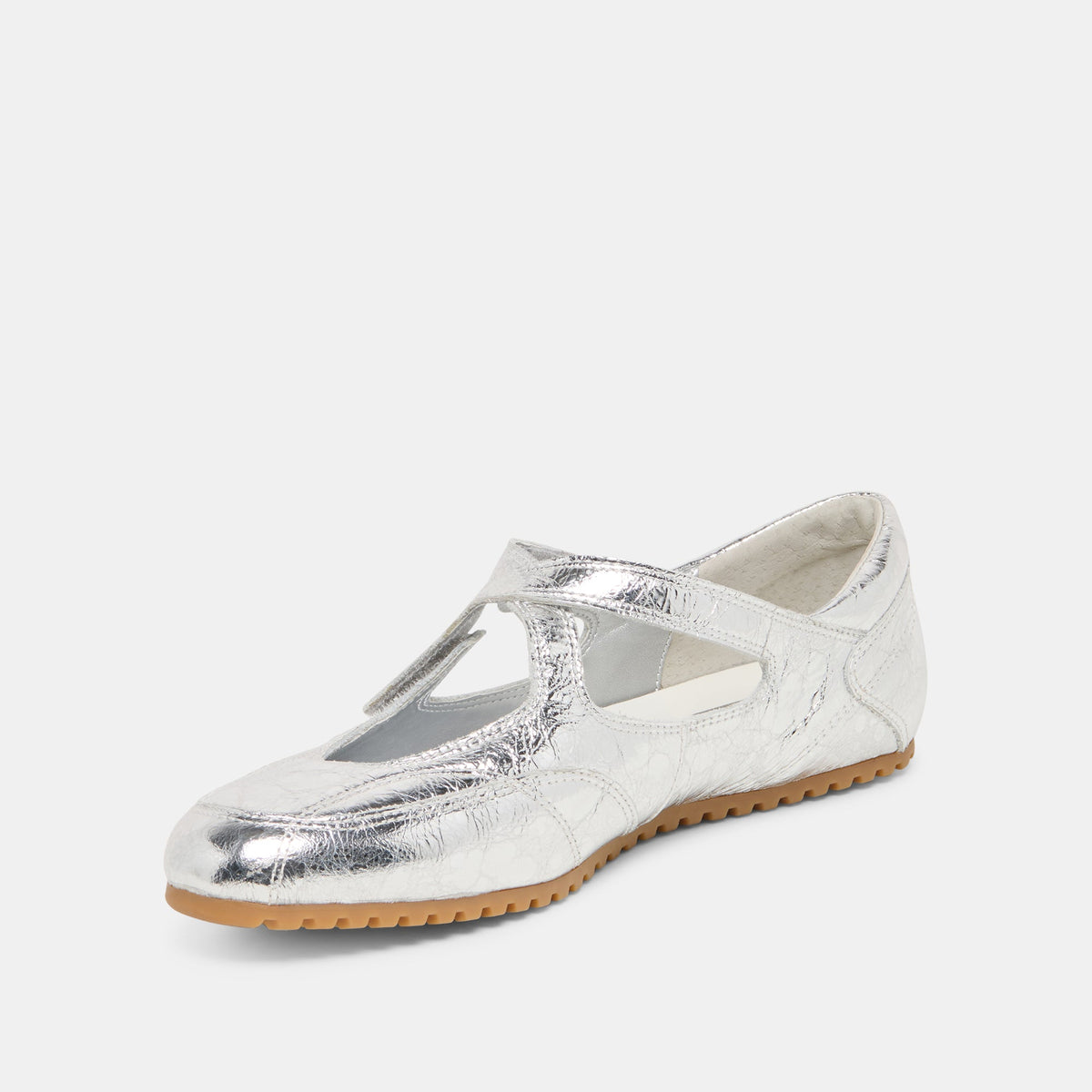 YONO Silver Distressed Leather Ballet Sneaker Flats | Dolce Vita Quality