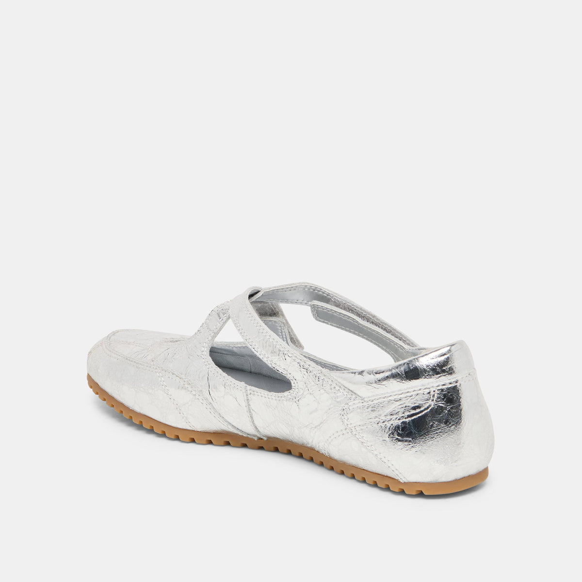 YONO Silver Distressed Leather Ballet Sneaker Flats | Dolce Vita Quality