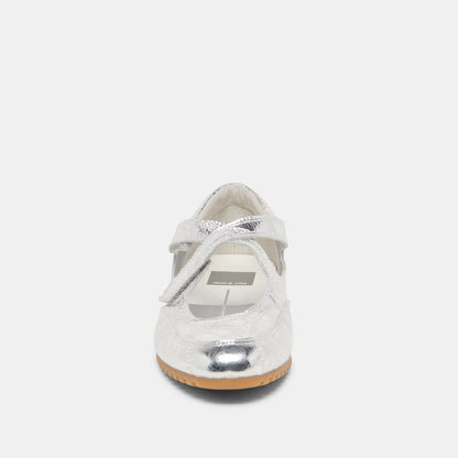 YONO Silver Distressed Leather Ballet Sneaker Flats | Dolce Vita Quality