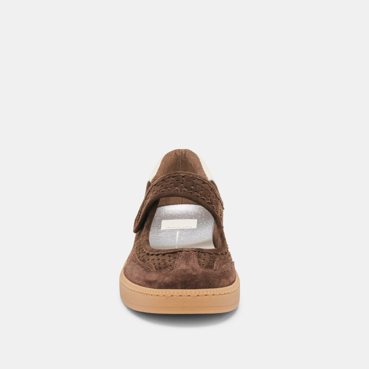 NANET Dk Brown Perforated Suede Mary-Jane Ballet Sneakers | Dolce Vita Premium