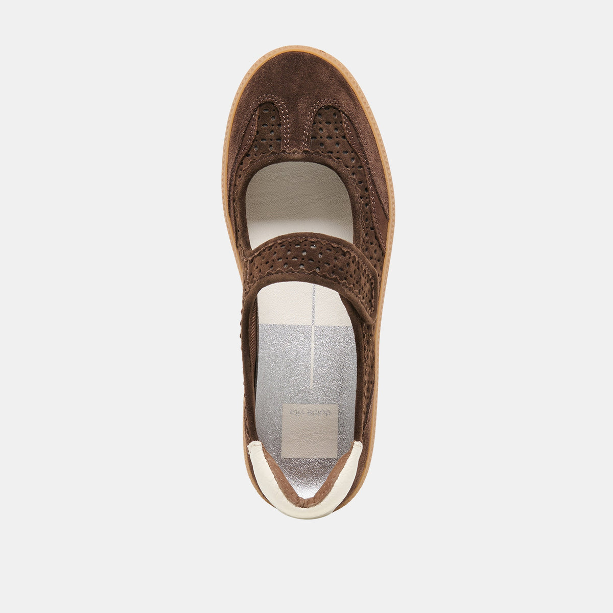 NANET Dk Brown Perforated Suede Mary-Jane Ballet Sneakers | Dolce Vita Premium