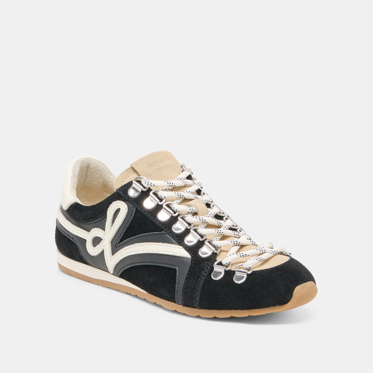 DEACON Black White Suede Lace-Up Sneakers | Dolce Vita New