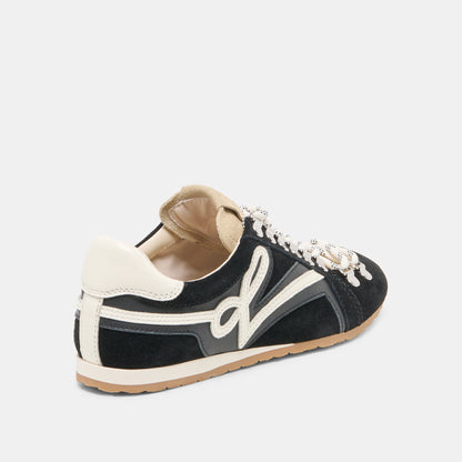 DEACON Black White Suede Lace-Up Sneakers | Dolce Vita New