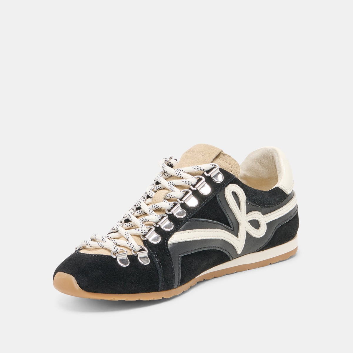 DEACON Black White Suede Lace-Up Sneakers | Dolce Vita New