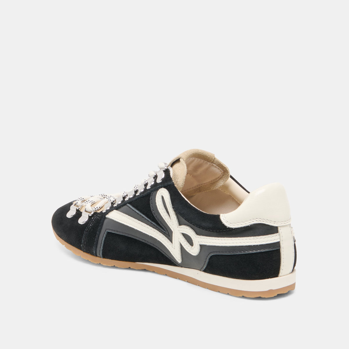 DEACON Black White Suede Lace-Up Sneakers | Dolce Vita New