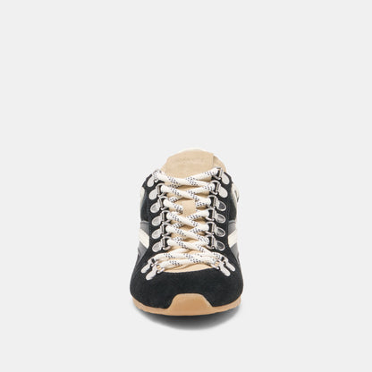 DEACON Black White Suede Lace-Up Sneakers | Dolce Vita New