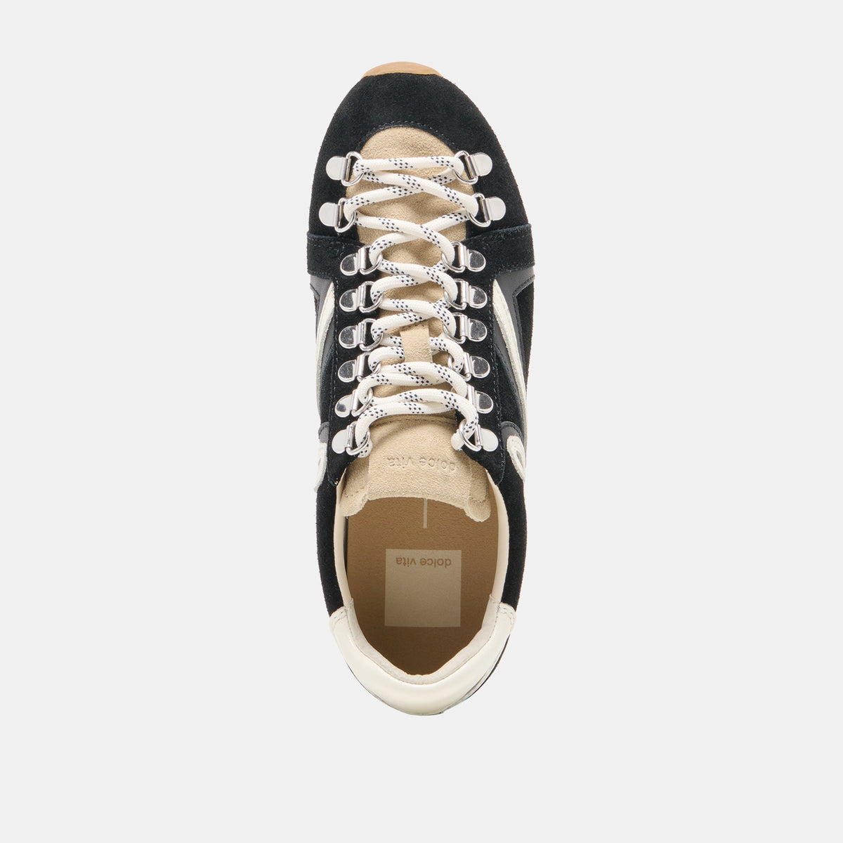 DEACON Black White Suede Lace-Up Sneakers | Dolce Vita New