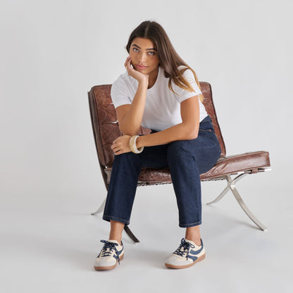 Merit White Navy Leather Sneakers | Dolce Vita Customer Favorite