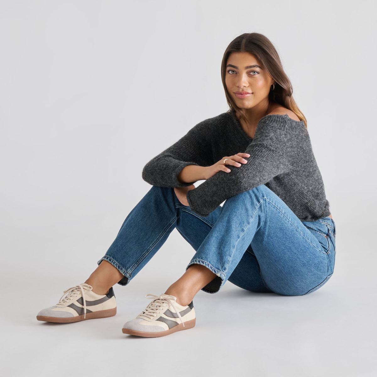 Merit White Grey Leather Sneakers | Dolce Vita Exclusive