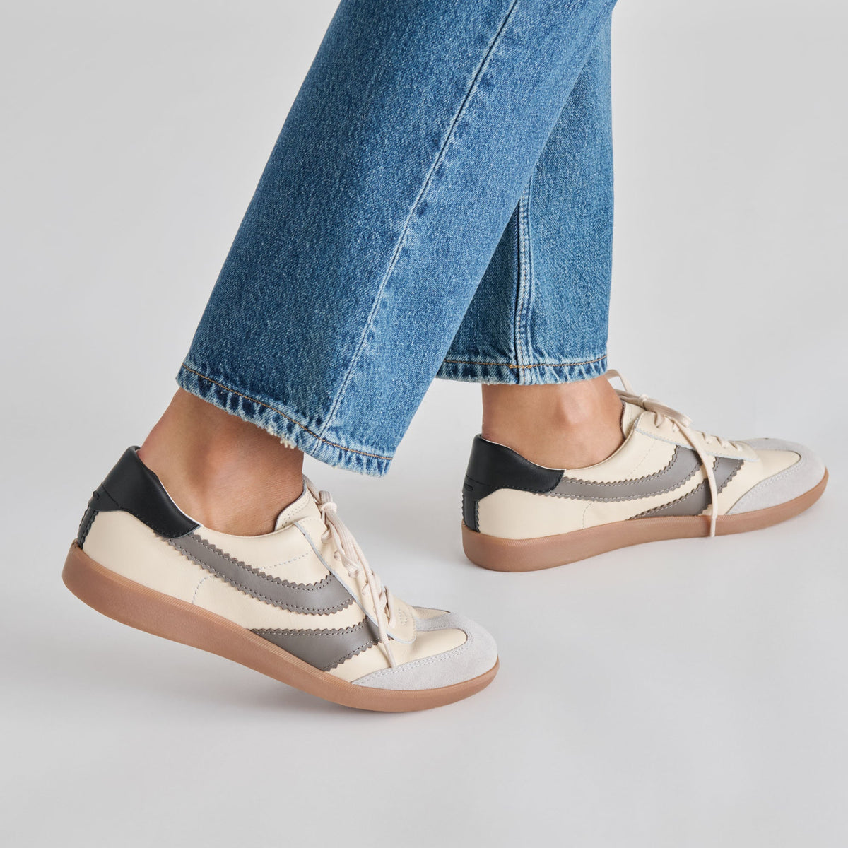 Merit White Grey Leather Sneakers | Dolce Vita Exclusive
