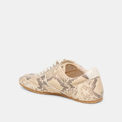 Dorie Natural Snake Embossed Leather Sneakers | Dolce Vita Latest