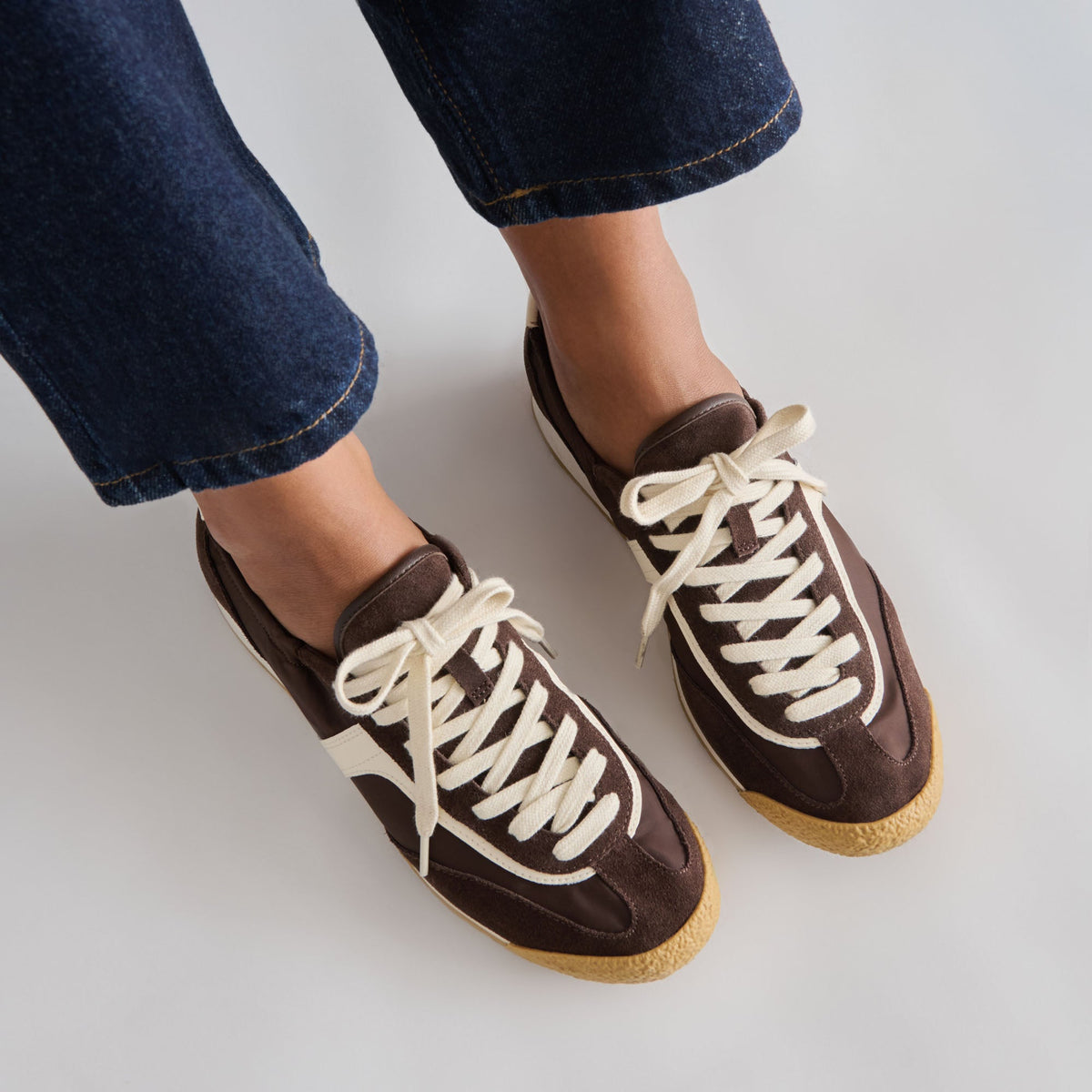 Sariya Dk Brown Nylon Sneakers | Dolce Vita Trusted