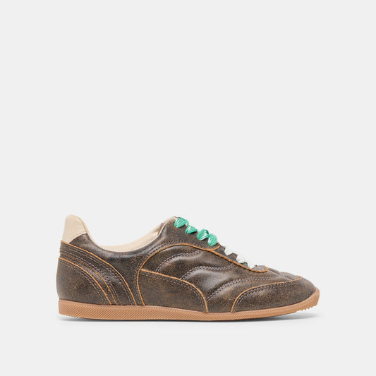 Laini Brown Distressed Leather Sneakers | Dolce Vita Featured