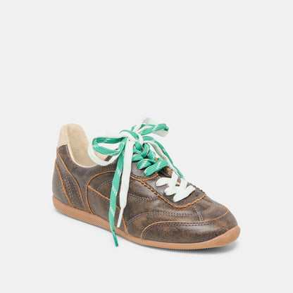Laini Brown Distressed Leather Sneakers | Dolce Vita Featured