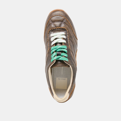 Laini Brown Distressed Leather Sneakers | Dolce Vita Featured