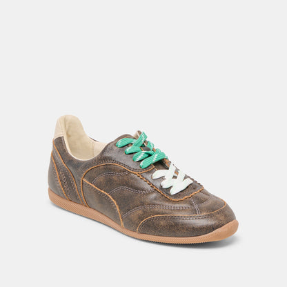 Laini Brown Distressed Leather Sneakers | Dolce Vita Featured