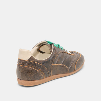 Laini Brown Distressed Leather Sneakers | Dolce Vita Featured