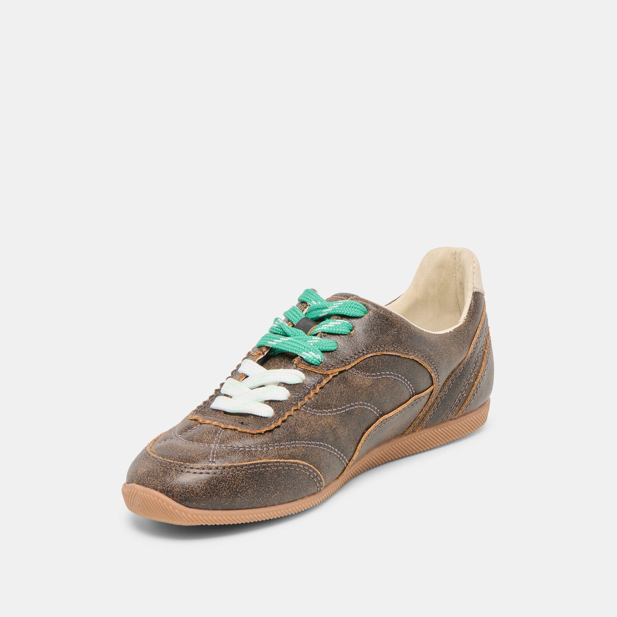 Laini Brown Distressed Leather Sneakers | Dolce Vita Featured