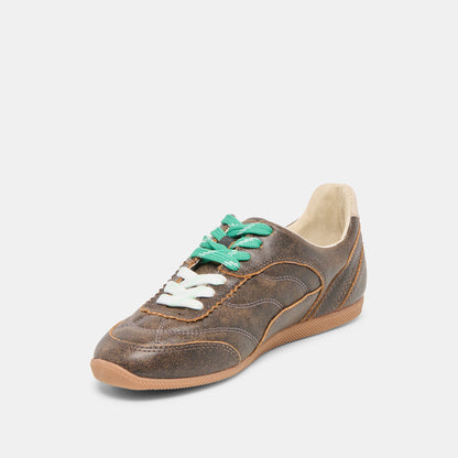 Laini Brown Distressed Leather Sneakers | Dolce Vita Featured