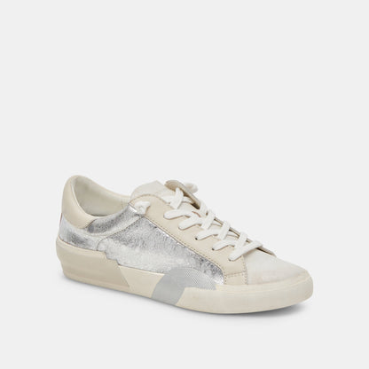 Zina Sneakers Chrome Distressed Leather | Chrome Leather Sneakers
 – Dolce Vita | Dolce Vita Sale