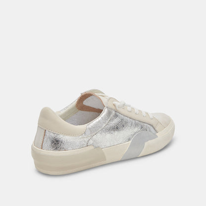 Zina Sneakers Chrome Distressed Leather | Chrome Leather Sneakers
 – Dolce Vita | Dolce Vita Sale
