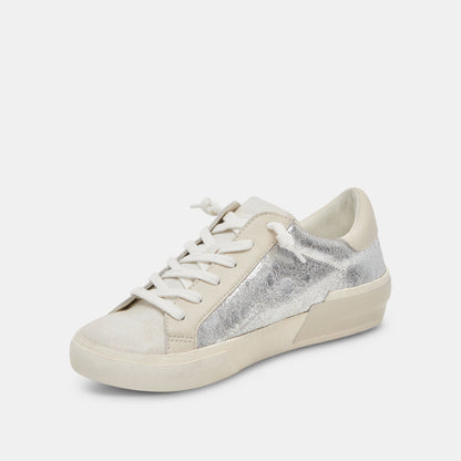 Zina Sneakers Chrome Distressed Leather | Chrome Leather Sneakers
 – Dolce Vita | Dolce Vita Sale