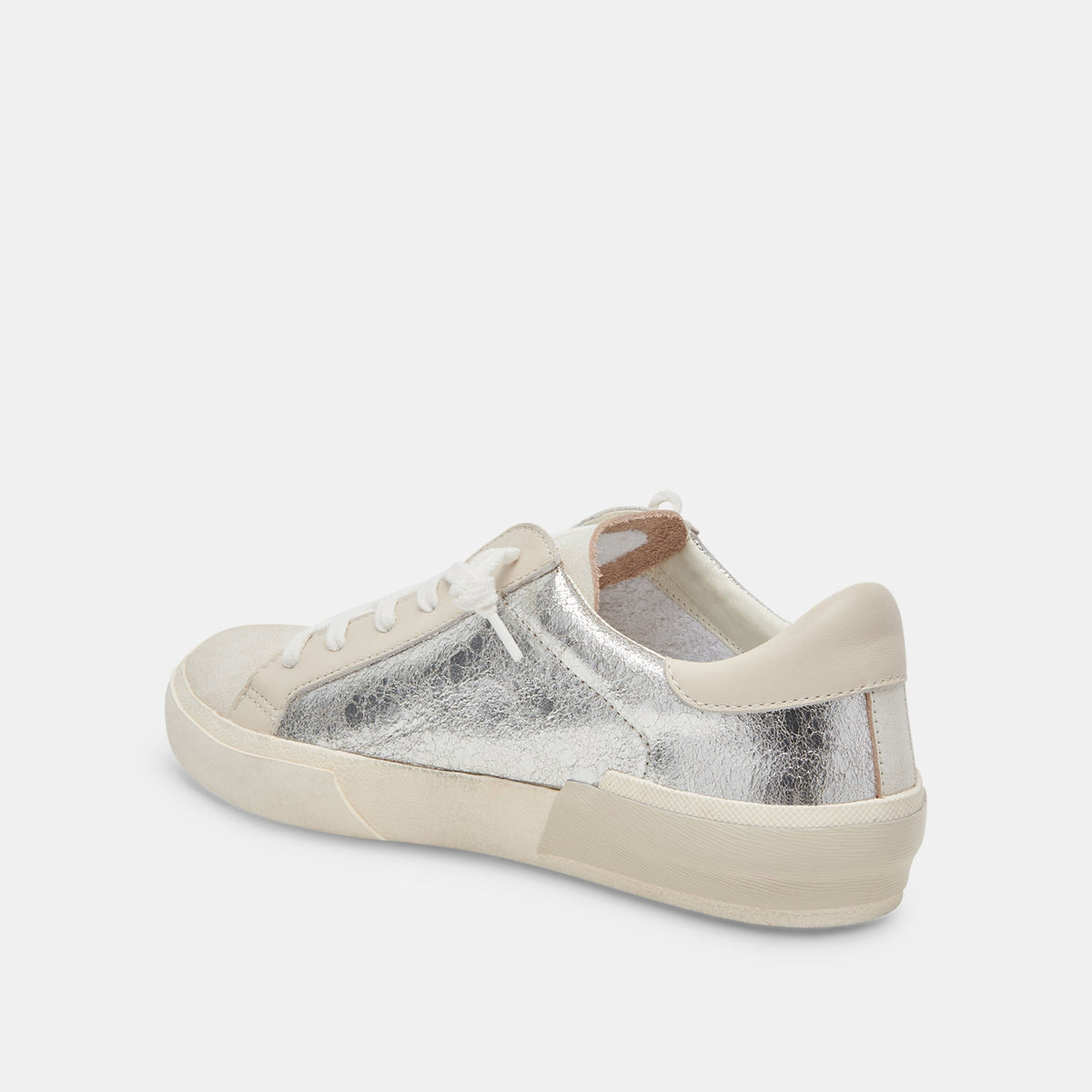 Zina Sneakers Chrome Distressed Leather | Chrome Leather Sneakers
 – Dolce Vita | Dolce Vita Sale