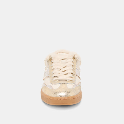 Notice Slide Plush Silver Gold Crackled Leather Sneakers | Dolce Vita Deals