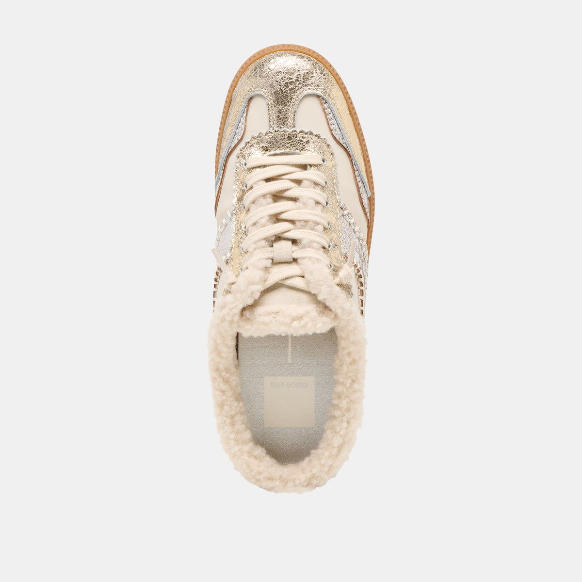 Notice Slide Plush Silver Gold Crackled Leather Sneakers | Dolce Vita Deals