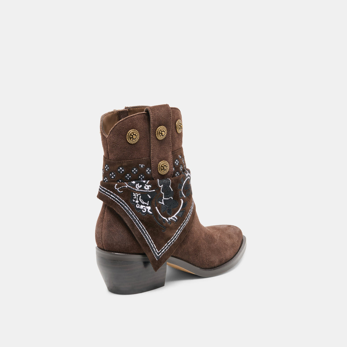 MEKALA Dk Brown Suede Pointed-Toe Ankle Western Boots | Dolce Vita Value
