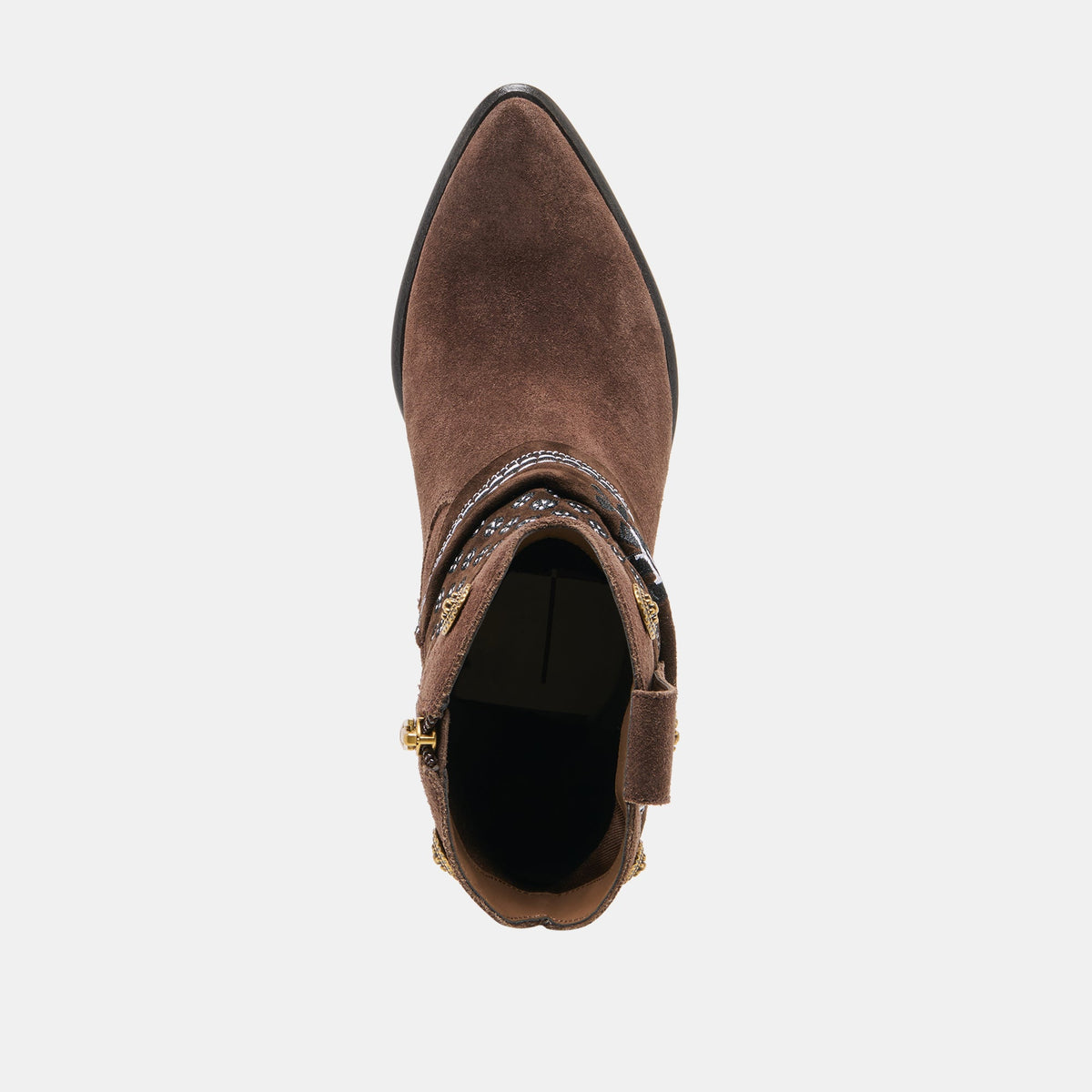 MEKALA Dk Brown Suede Pointed-Toe Ankle Western Boots | Dolce Vita Value