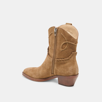 RUDO Lt Brown Suede Western Pointed-Toe Ankle Boots | Dolce Vita Smart Buy