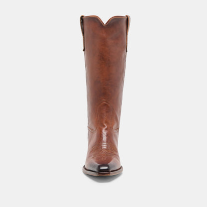 VIGLA Chestnut Leather Pointed-Toe Western Boots | Dolce Vita Signature