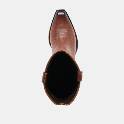 VIGLA Chestnut Leather Pointed-Toe Western Boots | Dolce Vita Signature