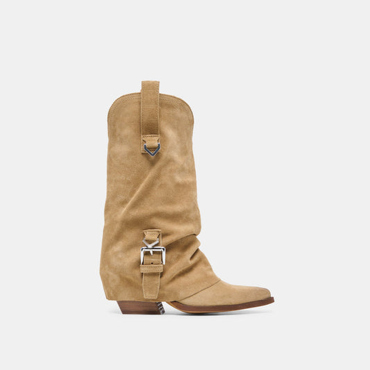 ROGUE Camel Suede Mid-Calf Western Slouch Boots | Dolce Vita Exclusive
