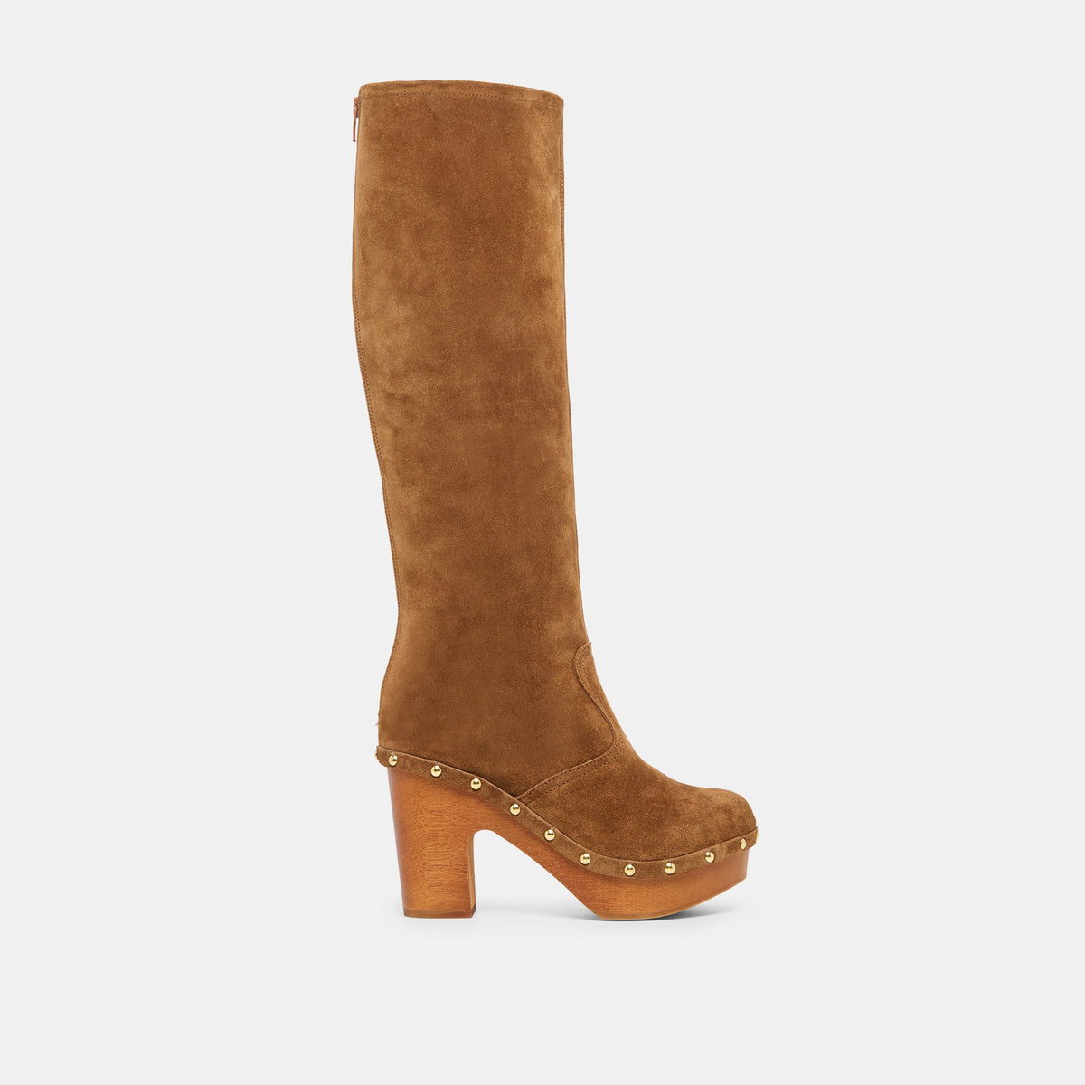 JENNY Chestnut Suede Knee-High Platform Wood Sole Boots | Dolce Vita Customer Favorite