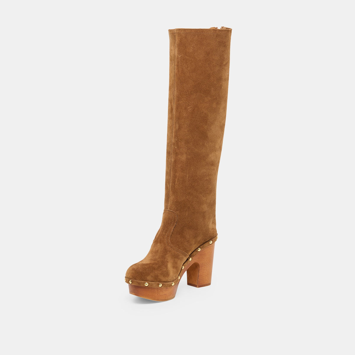 JENNY Chestnut Suede Knee-High Platform Wood Sole Boots | Dolce Vita Customer Favorite