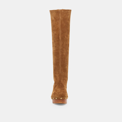 JENNY Chestnut Suede Knee-High Platform Wood Sole Boots | Dolce Vita Customer Favorite
