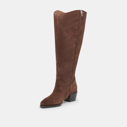 Virona H2O Waterproof Dk Brown Suede Extra Wide Calf Boots | Dolce Vita Classic