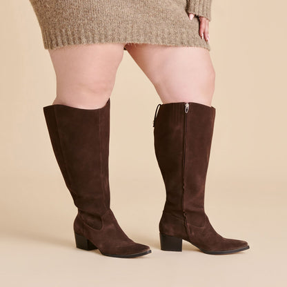 Virona H2O Waterproof Dk Brown Suede Extra Wide Calf Boots | Dolce Vita Classic