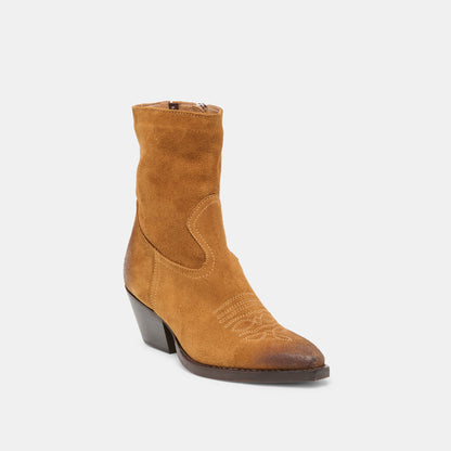 KLYDE Cognac Suede Block Heel Ankle Boots | Dolce Vita Special Offer