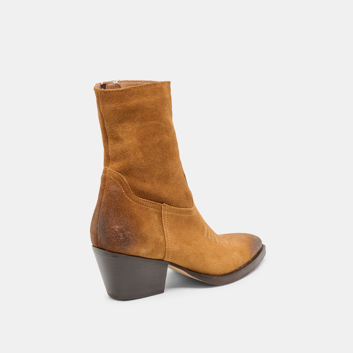 KLYDE Cognac Suede Block Heel Ankle Boots | Dolce Vita Special Offer