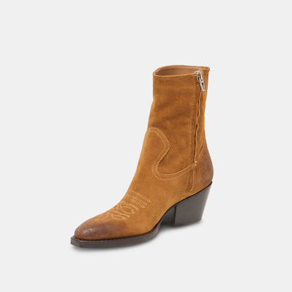 KLYDE Cognac Suede Block Heel Ankle Boots | Dolce Vita Special Offer
