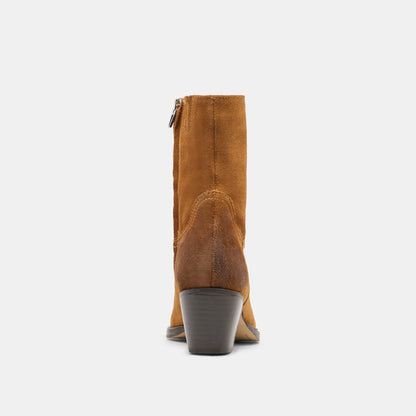 KLYDE Cognac Suede Block Heel Ankle Boots | Dolce Vita Special Offer
